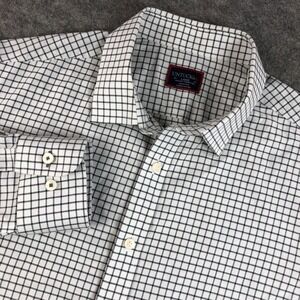 UNTUCKit Mens L White Plaid Wrinkle Free Slim Fit Long Sleeve Dress Shirt
